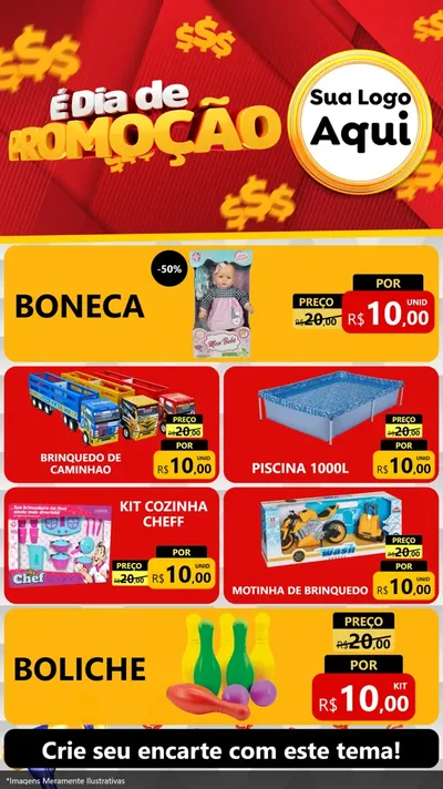 Modelo de TV para TV Vertical com o tema É Dia De Promoção para Brinquedos