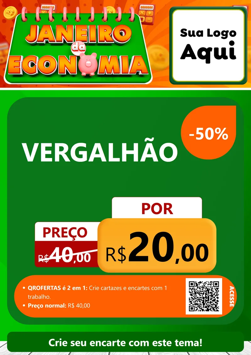 Modelo de Cartaz para Cartaz A4 Vertical com o tema Janeiro da Economia para Ferragens