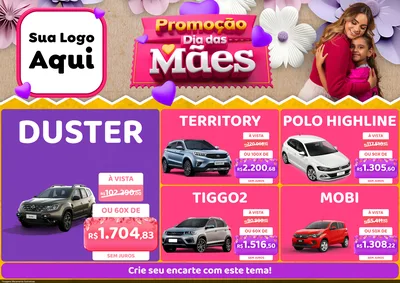 Modelo de Encarte para Encarte A4 Horizontal com o tema Promoção Dia das Mães para Concessionaria de Carros