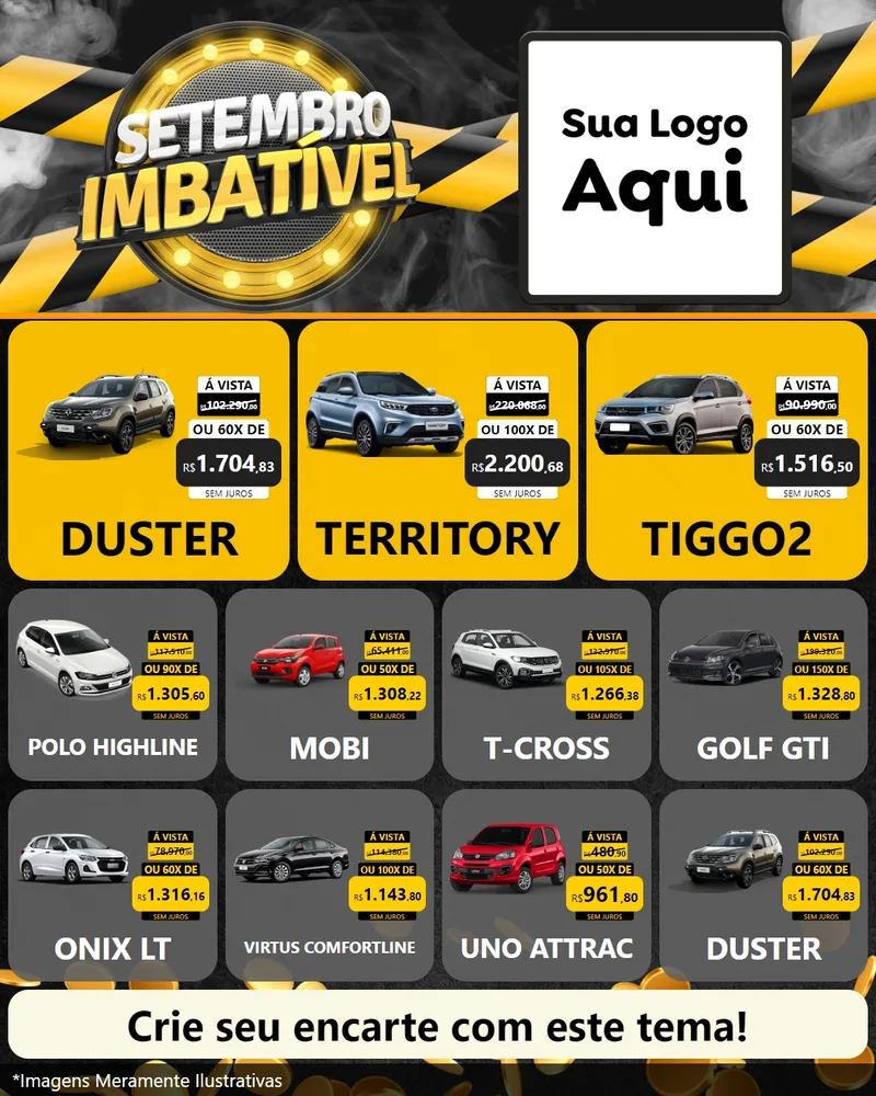 Modelo de Rede Social para Feed Instagram com o tema Setembro Imbatível para Concessionaria de Carros