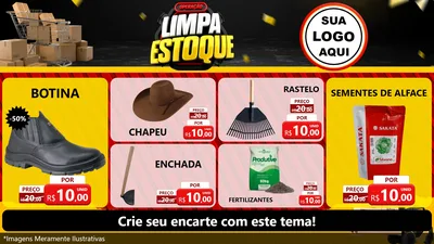 Modelo de TV para TV Horizontal com o tema Operação Limpa Estoque para Agropecuária
