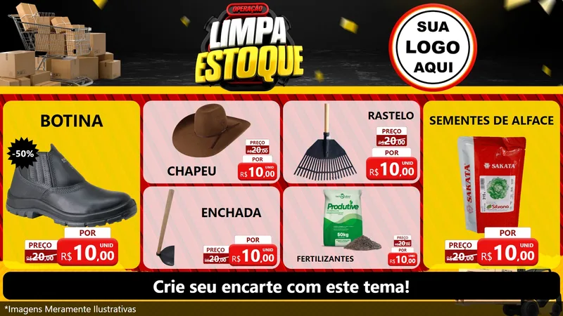 Modelo de TV para TV Horizontal com o tema Operação Limpa Estoque para Agropecuária