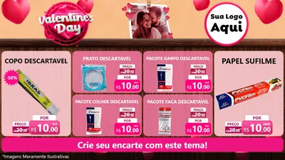 Modelo de TV para TV Horizontal com o tema Valentine's Day para Embalagens
