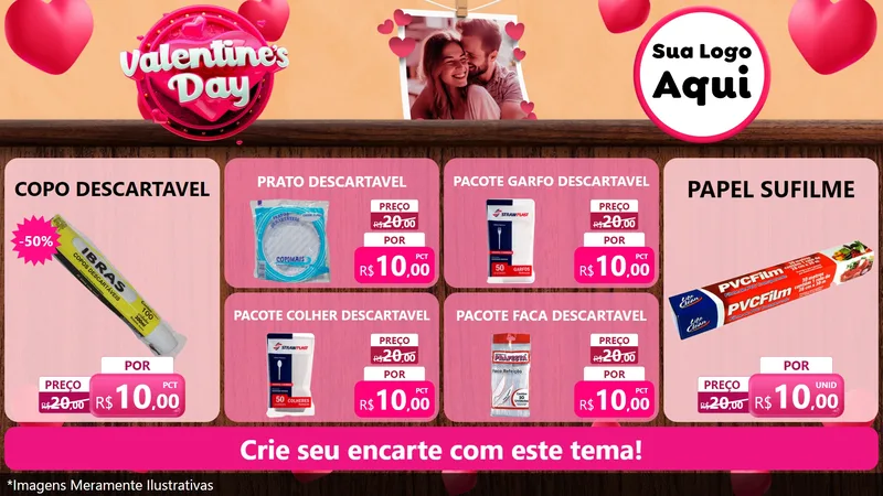 Modelo de TV para TV Horizontal com o tema Valentine's Day para Embalagens
