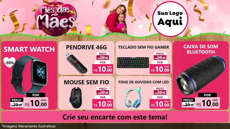 Modelo de TV para TV Horizontal com o tema Mês das Mães para Informática