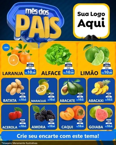 Modelo de Rede Social para Feed Instagram com o tema Mês dos Pais para Hortifrúti
