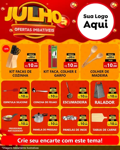 Modelo de Rede Social para Feed Instagram com o tema Julho Ofertas Imbatíveis para Utilidades Domésticas