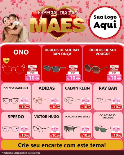 Modelo de Rede Social para Feed Instagram com o tema Especial Dia Das Mães para Óticas