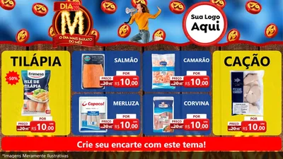 Modelo de TV para TV Horizontal com o tema Dia M - O Dia Mais Barato Do Mês para Peixaria