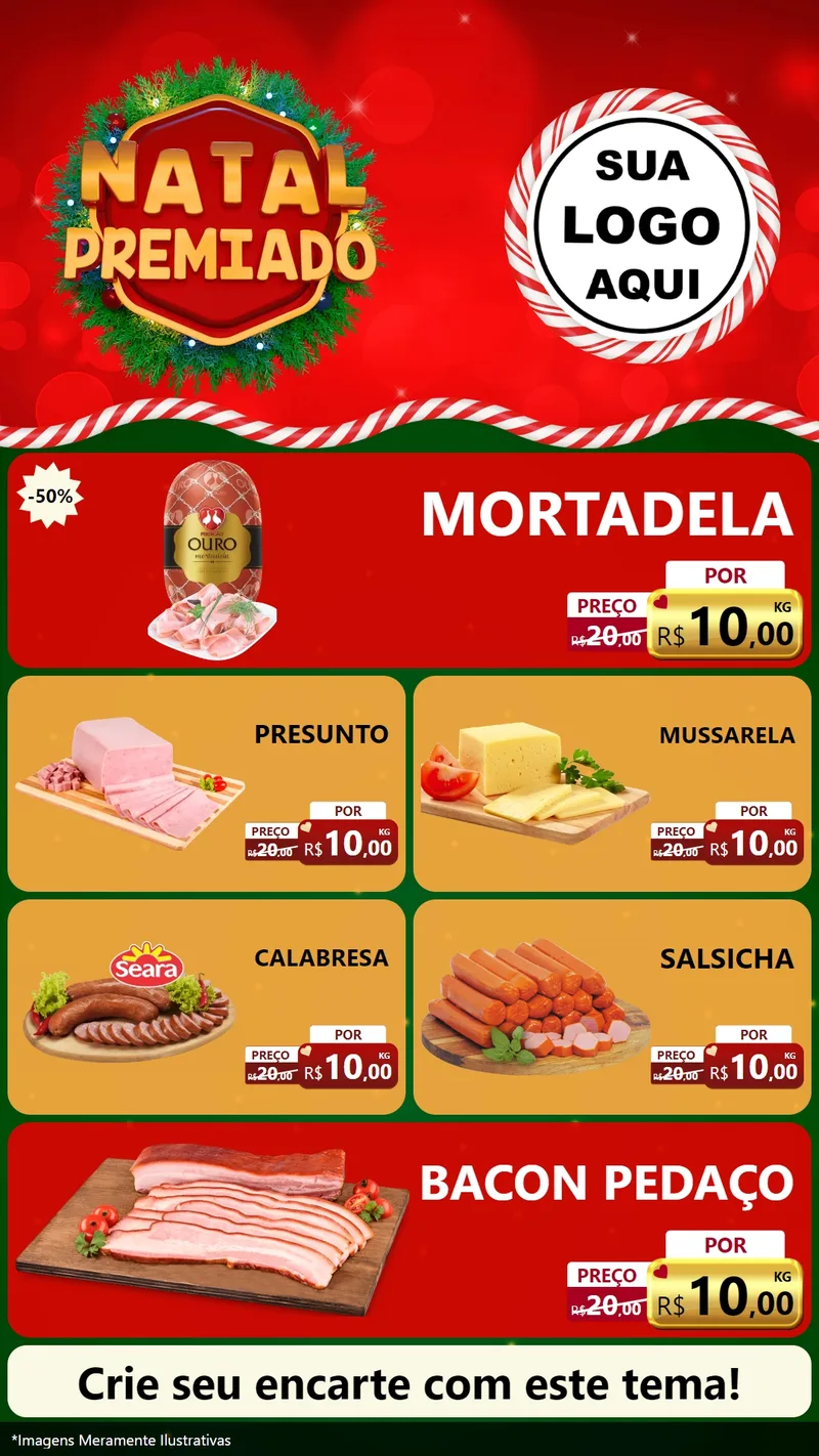 Modelo de TV para TV Vertical com o tema Natal Premiado para Frios e Laticínios