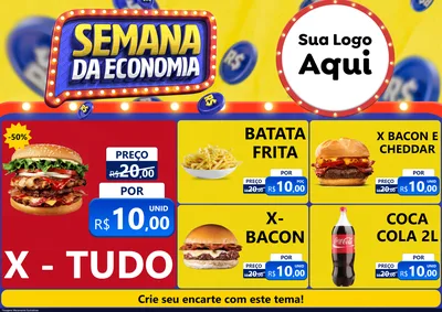 Modelo de Encarte para Encarte A4 Horizontal com o tema Semana da Economia para Hamburgueria