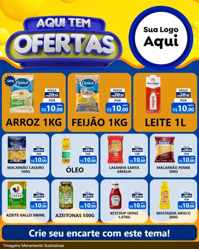 Modelo de Rede Social para Feed Instagram com o tema Aqui Tem Ofertas para Supermercado