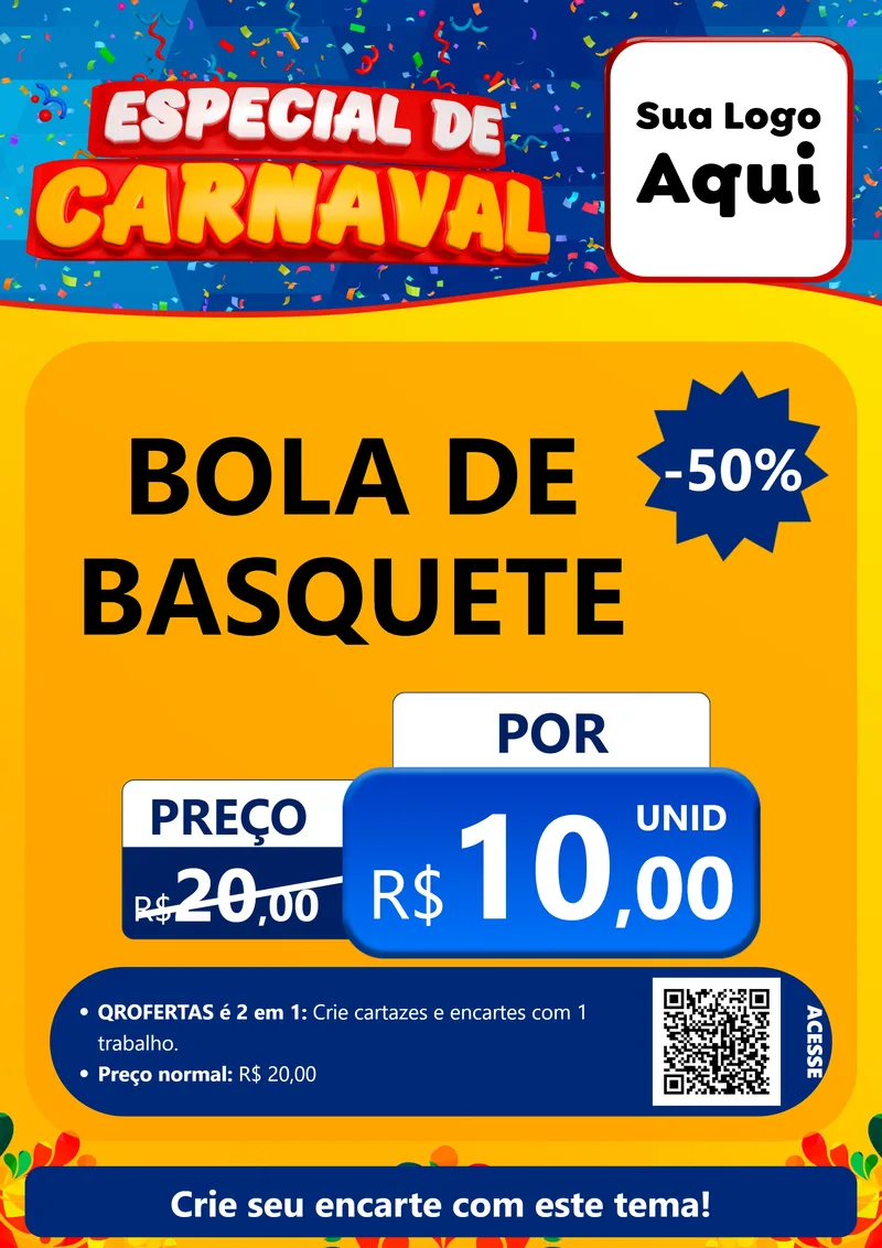 Modelo de Cartaz para Cartaz A4 Vertical com o tema Especial de Carnaval para Artigos Esportivos