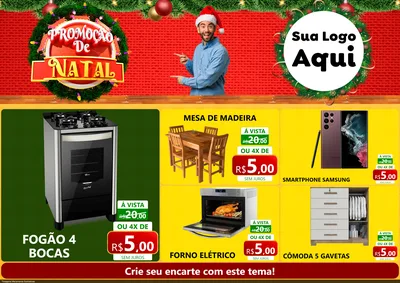 Modelo de Encarte para Encarte A4 Horizontal com o tema Promoção de Natal para Móveis e Eletro