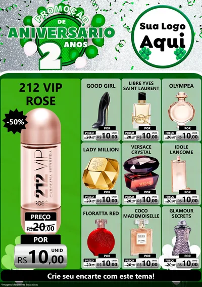 Modelo de Encarte para Encarte A4 Vertical com o tema Promoção de Aniversário - 2 Anos para Perfumes