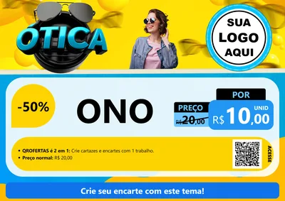 Modelo de Cartaz para Cartaz A4 Horizontal com o tema Ótica para Óticas