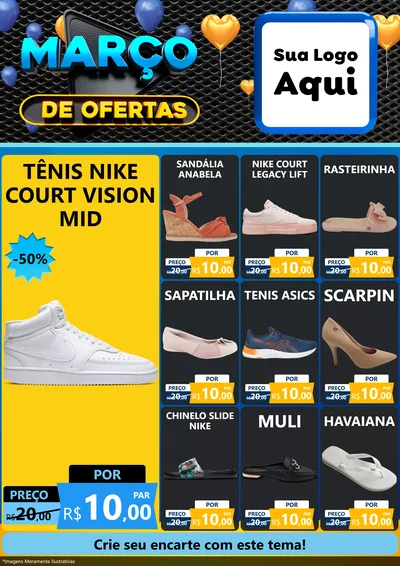 Modelo de Encarte para Encarte A4 Vertical com o tema Março de Ofertas para Calçados