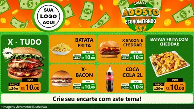 Modelo de TV para TV Horizontal com o tema Comece Agosto Economizando para Hamburgueria