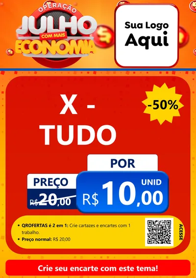 Modelo de Cartaz para Cartaz A4 Vertical com o tema Operação Julho Com Mais Economia para Hamburgueria
