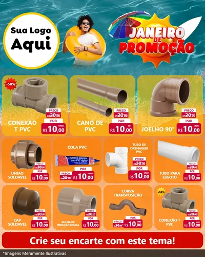 Modelo de Rede Social para Feed Instagram com o tema Janeiro de Promoção para Tubos e conexões