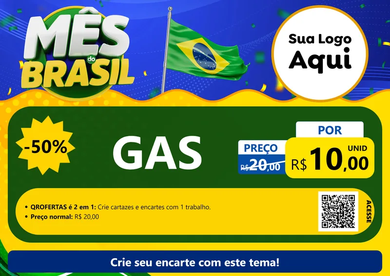 Modelo de Cartaz para Cartaz A4 Horizontal com o tema Mês do Brasil para Água e gás