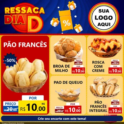 Modelo de Rede Social para Feed Facebook com o tema Ressaca Dia D para Padaria