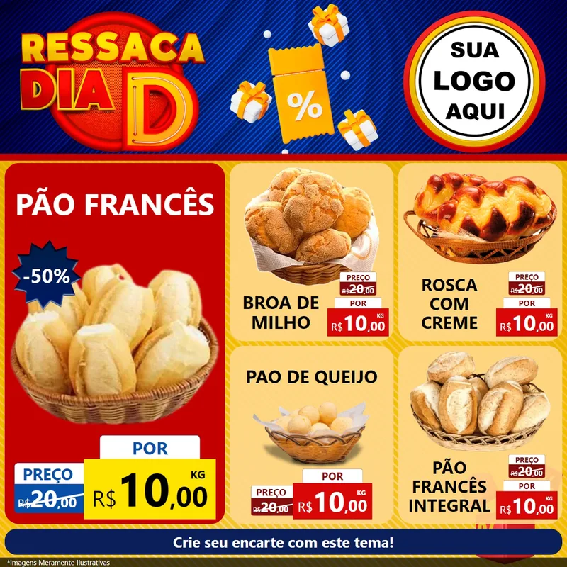Modelo de Rede Social para Feed Facebook com o tema Ressaca Dia D para Padaria