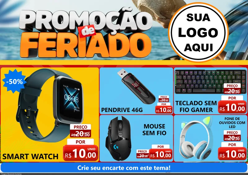 Modelo de Encarte para Encarte A4 Horizontal com o tema Promoção de Feriado para Informática