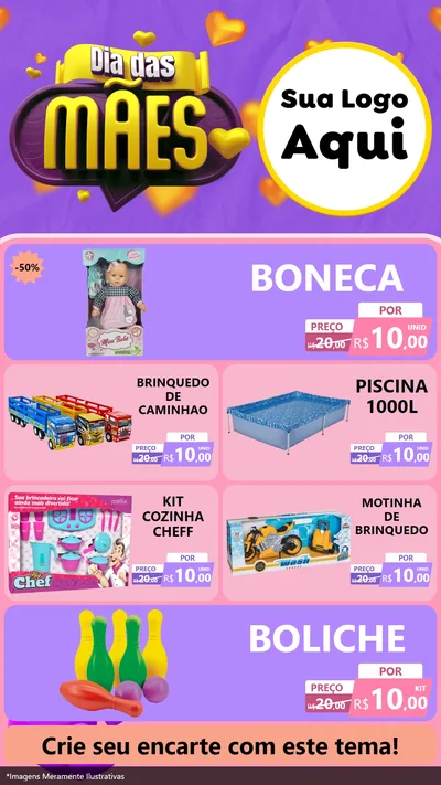 Modelo de TV para TV Vertical com o tema Dia das Mães para Brinquedos