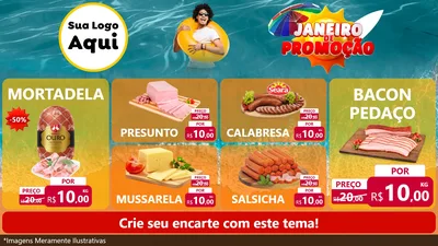 Modelo de TV para TV Horizontal com o tema Janeiro de Promoção para Frios e Laticínios