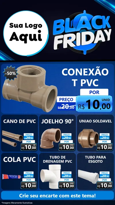 Modelo de Rede Social para Stories com o tema Black Friday para Tubos e conexões