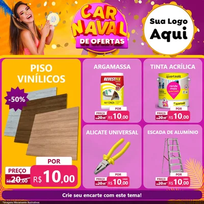 Modelo de Rede Social para Feed Facebook com o tema Carnaval de Ofertas para Material para Construção
