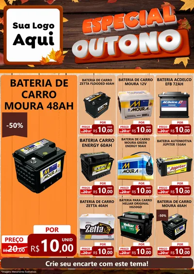 Modelo de Encarte para Encarte A4 Vertical com o tema Especial Outono para Baterias Elétricas