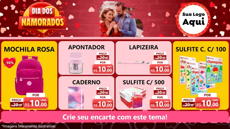 Modelo de TV para TV Horizontal com o tema Dia Dos Namorados para Papelaria
