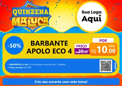 Modelo de Cartaz para Cartaz A4 Horizontal com o tema Quinzena Maluca para Armarinho e Aviamentos