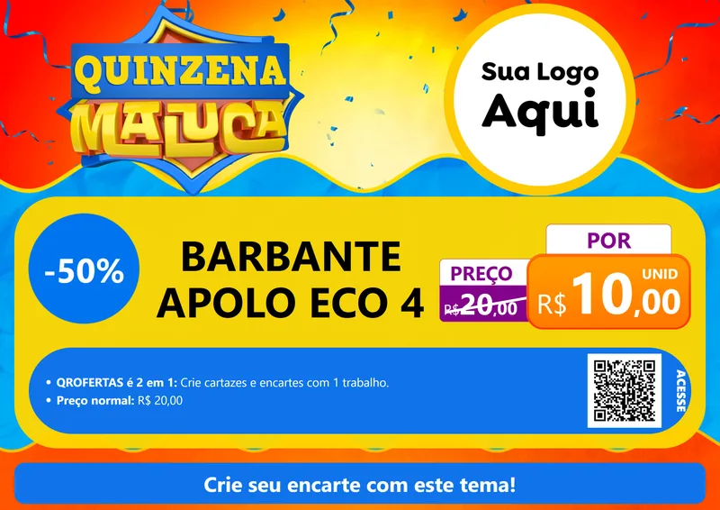 Modelo de Cartaz para Cartaz A4 Horizontal com o tema Quinzena Maluca para Armarinho e Aviamentos