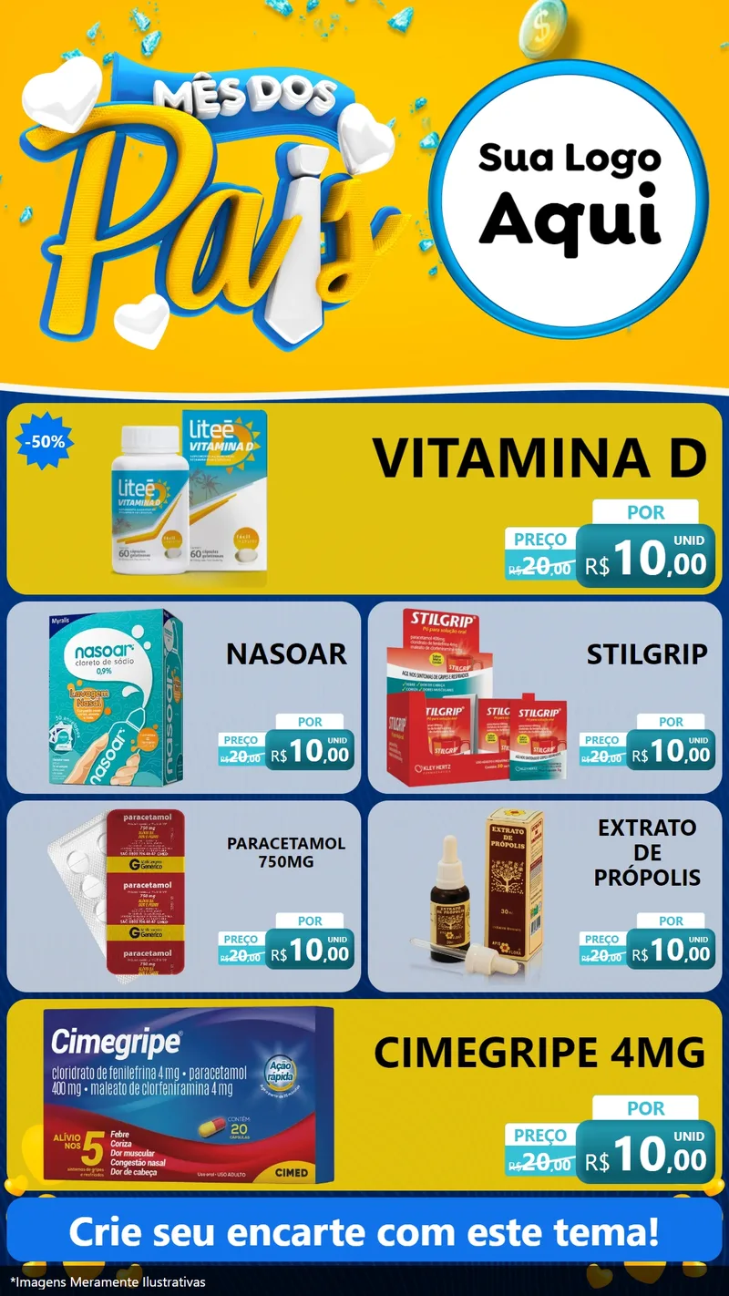 Modelo de TV para TV Vertical com o tema Mês dos Pais para Farmácia