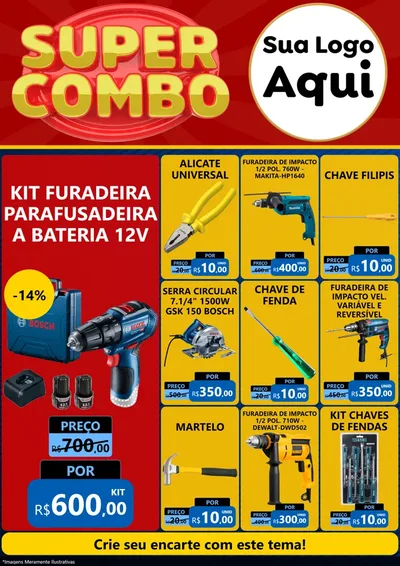 Modelo de Encarte para Encarte A4 Vertical com o tema Super Combo para Maquinas e Ferramentas