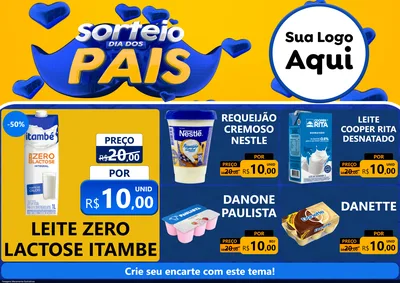 Modelo de Encarte para Encarte A4 Horizontal com o tema Sorteio Dia dos Pais para Frios e Laticínios