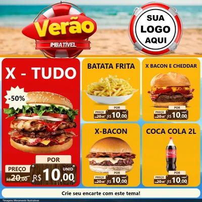 Modelo de Rede Social para Feed Facebook com o tema Verão Imbatível para Hamburgueria