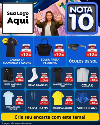 Modelo de Rede Social para Feed Instagram com o tema Nota 10 para Roupas e acessórios