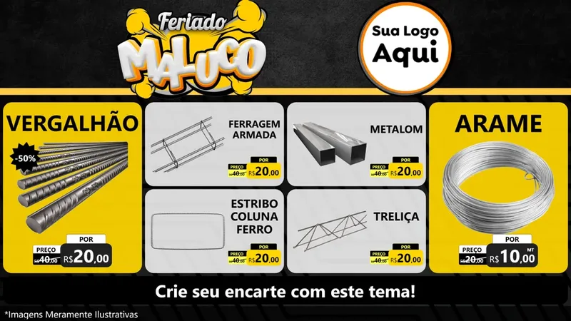 Modelo de TV para TV Horizontal com o tema Feriado Maluco para Ferragens