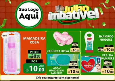 Modelo de Encarte para Encarte A4 Horizontal com o tema Julho Imbatível para Bebês