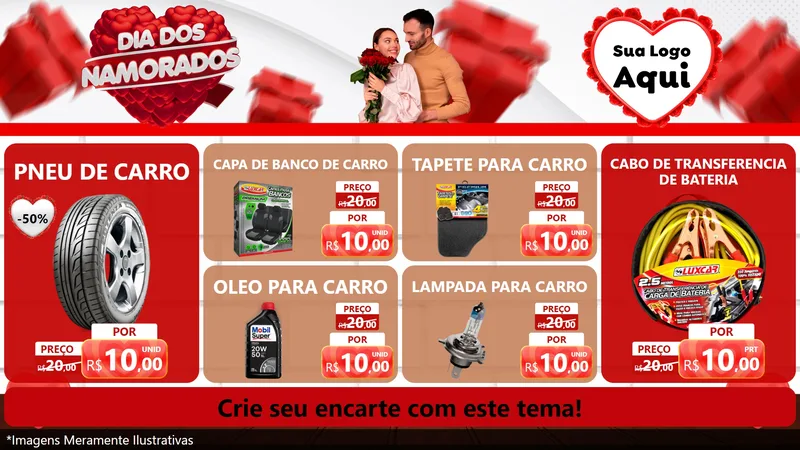 Modelo de TV para TV Horizontal com o tema Dia dos Namorados para Auto peças