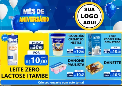 Modelo de Encarte para Encarte A4 Horizontal com o tema Mês de Aniversário para Frios e Laticínios