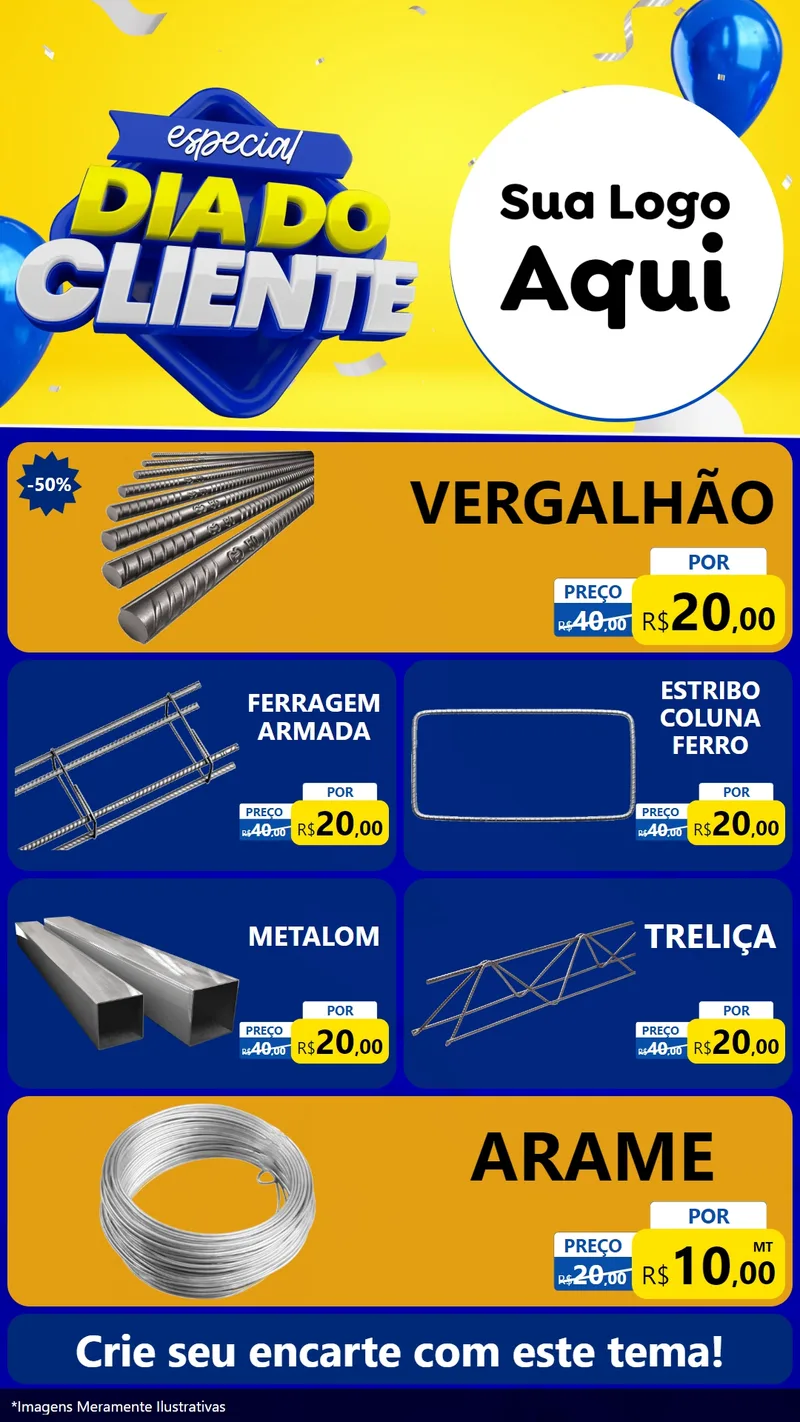 Modelo de TV para TV Vertical com o tema Especial Dia do Cliente para Ferragens