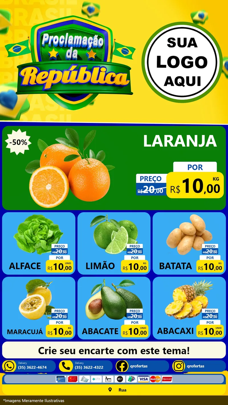 Modelo de Rede Social para Stories com o tema Proclamação da República para Hortifrúti