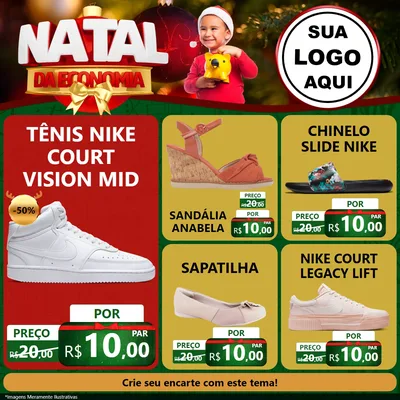 Modelo de Rede Social para Feed Facebook com o tema Natal da Economia para Calçados