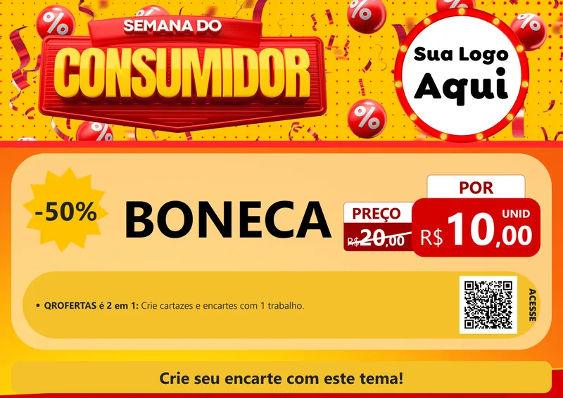 Modelo de Cartaz para Cartaz A4 Horizontal com o tema Semana do Consumidor para Brinquedos