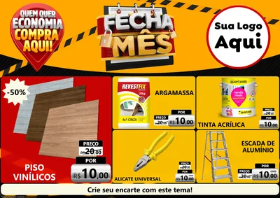 Modelo de Encarte para Encarte A4 Horizontal com o tema Fecha Mês para Material para Construção